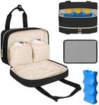 Breastmilk Cooler Travel Bag, Wearable Breast Pump Storage Bag Compatible with Momcozy/Medela/Elvie/Willow Breast Pump with Ice Pack and Waterproof Mat,Black