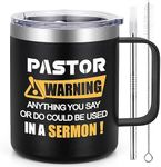 LiqCool Pastor Appreciation Gifts, Pastor Gifts for Men Women, Pastor Warning Insulated Coffee Mug -12 Oz, Funny Gifts for Pastor, Pastor Gifts for Christmas Birthday Anniversary(Black)