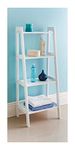 Saxony® Wooden 4 Tier Ladder Shelf Bathroom Storage Unit White Shelving Rack Display Cabinets Space Saving Organizer Decorative Furniture Shelves Mini Bookshelf