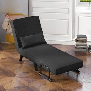 COSTWAY Folding Sofa Bed – Dark Grey Convertible Sleeper