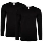 DOLCE ENVY Men's Thermal 2 Pack Long Sleeve Tops Warm Base Layer for Winter Suitable for Daily Use High Performance Full Sleeves Tops (Medium, Black)