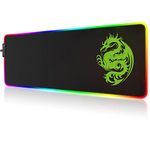 RGB Mouse Pad,Gaming Mouse Pad - 15 Light Modes Extended Computer Keyboard Mousepad,Dragon Mouse Pad,High-Performance LED Mouse Pad Optimized for Gamer 800×300mm/31.5 X 12in (Green)