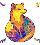 UNIDRAGON Original Wooden Jigsaw Puzzles - Alluring Fox, 103 pcs, Small 7"x9.2", Beautiful Gift Package, Unique Shape Best Gift for Adults and Kids