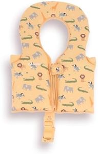 Monnëka Schwimmhilfe Baby 1-2 Jahre mit Kopfstütze | Schwimmweste für Kleinkinder | Lernhilfe zum Schwimmen, Anpassbare Auftriebselemente, Neopren | Wild Animals 1 bis 2 Jahre