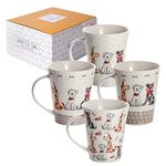 SPOTTED DOG GIFT COMPANY Cute Dog Mugs Gift Set • Set of 4 Mugs 360ml • Coffee & Tea Mugs • Ceramic Porcelain China Cups for Hot Drinks • Microwave & Dishwasher Safe • Gifts for Dog Lovers