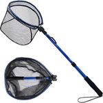 LBW Fishing Net Rubber Landing Net, Folding Kayak Fishing Net, Telescopic Collapsible Fishing Net for Freshwater or Saltwater, Trout Catfish Bass Net, Fly Fishing Net with Long Handle