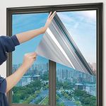 WISDOM One Way Mirror Window Film Daytime Privacy, Sun Blocking Heat Control Anti UV Reflective Film Window Tint for Home Office Living Room (Silver Window Film, 20" x 78)