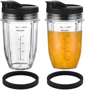 [Upgraded] Replacement 18oz Nutri Ninja Blender Cup with Sip & Seal Lid For Auto-IQ BL480, BL482, BL490, BL640, BL642, & BL680 Auto IQ Series Blenders., 2 Pack