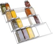 Delavala Spice Rack Organizer For Drawer,4Pcs Adjustable Expandable Kitchen Spice Rack Organizer,4 Tiers Spice Rack,Countertop,Cabinet Storage & Organization,13''W X18''D,Tiered Shelf-Stainless Steel