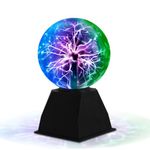 Dorlink Plasma Ball, 6 Inches Three Colors Magic Plasma Ball Lava Lamp with Touch and Sound Sensitive, Colorful Nebula Electric Lightning Ball Science Toys for Kids, Christmas, Home, Party