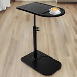 Viyuse Height Adjustable Sofa Table-360°Rotation & Phone/Tablet Slot-Side Table,TV Tray Table for Living Room,Office,Bedroom Space Saving Perfect for Laptops,Phones,Snack (Black)