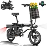 Favoto Folding Electric Bike, 400W Motor, 48V 20.8Ah Battery, Lightweight Commuter Ebike, Foldable for Car/Camping, 30 Miles Range, Black