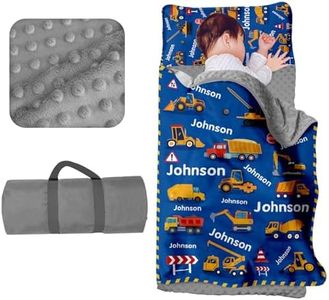 Custom Toddler Nap Mat for Daycare - Personalized Name Kids Nap Mats for Personalized Kindergarten Boys Sleeping Bag with Pillow Blanket Set, Thick Padded Easy Roll Up