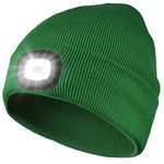 Attikee LED Lighted Beanie Cap for Adults, USB Rechargeable 4 LED Headlamp Hat, Unisex Winter Knit Hat Torch for Running Cycling Camping, Christmas Tech Gifts for Men Dad Women Teens