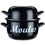 KitchenCraft World of Flavours Traditional Large Mussel Pot, Enamel, 25 cm, Black