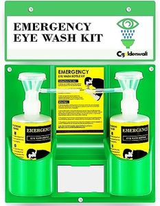 CGOLDENWALL Eye Wash Station Portable Eye Wash Kit for Emergency, Wall Mounted Eyewash Station, 16.09oz Capacity per Bottle, with Mirror & Emergency Sign, Safety Material, NO Solution