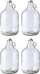 FastRack 128oz Jug (Pack of 4) with White Metal Caps, 1 Gallon Glass Beer Jug, Gallon Glass Jug, Clear Jug for Beer