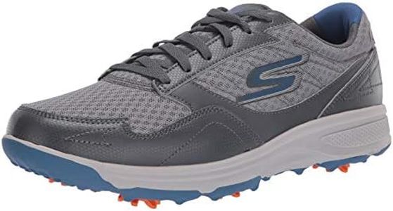 Skechers Men's Torque Sport Fairway Relaxed Fit Spiked Golf Shoe Sneaker, Charcoal Blue, 9