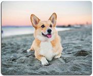 Dog Mouse Pad, Corgi on The Beach Mouse Pad, Gaming Mouse Mat Square Waterproof Mouse Pad Non-Slip Rubber Base MousePads for Office Home Laptop Travel, 9.5"x7.9"x0.12" Inch