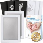 Zemiu Baby Handprint and Footprint XL Size Kit,2 Baby Handprint Ink Pads with Clean-Touch & 6 Imprint Cards,Inkless Print Kit Safe Non-Toxic for Baby Feet and Hands, Family Keepsake, Pet Paw-Silver