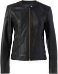 Cole Haan Women's Leather Collarless Jacket, Black, Small