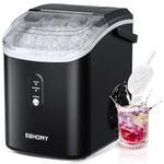 EUHOMY Nugget Ice Maker Countertop with Handle, Ready in 6 Mins, 34lbs/24H, Removable Top Cover, Auto-Cleaning, Portable Sonic Ice Maker with Basket and Scoop, for Home/Party/RV/Camping. (Black)