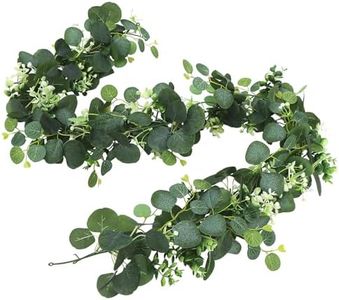 VOSSOT 2 Pcs Guirnaldas de Eucalipto Guirnaldas Artificiales, 180cm Guirnalda Verde Colgante, Planta Colgante Artificial, Plantas Artificiales Colgantes para Fondo Boda Decoración de Mesa
