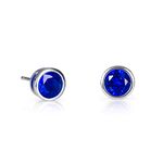 namana 925 Sterling Silver Sapphire Blue Stud Earrings for Women and Girls with Solitaire Navy Blue Cubic Zirconia, Simple Single Stone Bezel Set Studs in 925 Sterling Silver with Dark Blue Stones