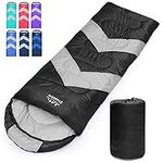 Tesmien Sleeping Bag for Adults & Kids 3-4 Season Warm Weather and Winter Lightweight, Waterproof for Teens, Men's Indoor & Outdoor Camping/Traveling/Hiking, Black Grey