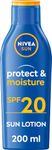 NIVEA SUN Protect & Moisture Sun Lotion SPF 20 (200 ml) Suncream with Vitamin E Provides 48 Hour Moisture and Immediate UVA & UVB Protection