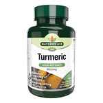 Natures Aid Turmeric 8200 mg, High Potency Extract plus Whole Herb, 200mg Curcumins, Vegan, 60 Capsules