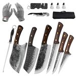 Chef Butcher Fish Knife Set, 12pcs High Carbon Steel Hand Forged Boning Carving Knife Set for Kitchen, Camping, BBQ