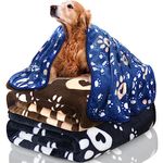 Awaytail 3 Pack Dog Blankets Large Washable - Soft Fluffy Flannel Pet Blankets for Dogs - Cute Paw Print Blanket Washable for Couch Bed Car - 80x110cm