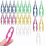 ASTER Plastic Tweezers - Pack of 25, 4 Inch/10cm Plastic Beads Tweezers First Aid Tweezers Bulk Bead Tweezer for Fuse Beads Kids Handmade DIY Crafts (5 Colour)