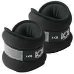 KK Neoprene Ankle Straps Pair - Adjustable Straps for Ankle - 1 KG Black Leg Weights Pair for Exercise - Adjustable Straps with Neoprene Padding for Walk, Running, Workout, Gymnastics, and Training