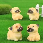 SATYAM KRAFT 1 Set Dog Miniature Set for Unique Gift, Home, Bedroom, Living Room, Office, Restaurant Decor, Figurines, Decoration Items (Pack of 4, Yellow)(Poly Resin)