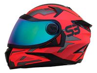 Steelbird SBH-17 Terminator Full Face Graphic Helmet in Glossy Fluo Finish with Chrome Visor (M, Fluo Watermelon)