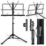 K KASONIC Music Stand, 2 in 1 Dual-Use Folding Sheet Music Stand & Desktop Book Stand, Portable Lightweight with Music Sheet Clip Holder Carrying Bag