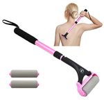 EASACE Lotion Applicator for Back & Body, Long Handle 21.5inch Adjustable Lotion Roller(pink)