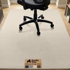 GORILLA GRIP Office Chair Mat for Hard Floors, Under Desk Rug, 58x46 Taupe