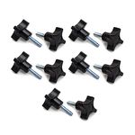 POWERTEC QNB3008-P2 4-Point Stud Knobs, 1/4"-20 Threaded Thumb Screw Star Knob with 1" Stud, 10 PK