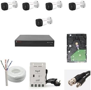 CP PLUS Full HD 8 Channel DVR with 2.4 MP 5 Outdoor Cameras [Built-in Audio MIC + Motion Detection] + 1 TB HDD + 8 Ch SMPS + CCTV Cable, JK Vision HDMI+BNC/DC Set, White