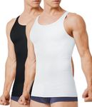 TAILONG 2 Pack Compression Shirt Men Slimming Body Shaper Vest Sleeveless Tank Top Workout Shirts