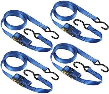 Master Lock 4367EURDAT Sangle d'Arrimage avec Crochets et Cliquet, Bleu, 5m x 25mm Sangle, Pack de 4