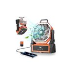 Kssvzz Portable Camping Fan, 30000mAh Rechargeable Battery Powered Fans, 4 Speed Quiet USB Table Fan with LED, 270° Pivot, Battery Operated Tent Fans for Travel, Picnic, Hiking, Fishing