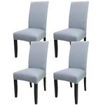 JQinHome 4 Pcs Dining Chair Slipcover, High Stretch Removable Washable Chair Seat Protector Cover for Home Party Hotel Wedding Ceremony(Light Grey)