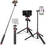 UURig Camera Tripod, 52 inch Extendable Phone Selfie Stick Camera Tripod Stand with 2 in 1 Phone Clip, 5 Levels Adjustment 360° Ball Head Loads Up for iPhone Sony Canon GoPro