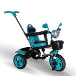 kidsROAR Stroller Tricycle for Kids for 1 Year+ | 2 Year+ Baby Cycle with Rotational Leather Seat | Light Music | Removable Canopy | Push Handle | 4 in 1 Baby Cycle for 1 Year Kids (5003 BLUE)