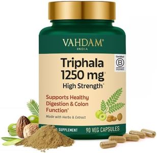 VAHDAM Triphala Capsules 1250 mg - High Strength Supplement with Amla, Bibhitaki, Haritaki Extract | Supports Healthy Digestion & Colon Function | 90 Capsules