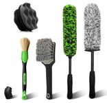 YeewayVeh 5PCS Pro Wheel Detailing Kit | 360° Bendable Car Wheel Brush, Premium Boar Hair Brush & Tire Shine Applicator | Microfiber Scratch-Free Wheel and Tire Brush Set for Cleaning Wheels,Tires